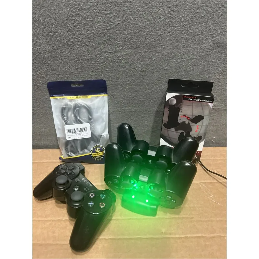 Lot Of 3 Sony PlayStation 3 CECHZC2U DualShock Controllers/Charger TESTED